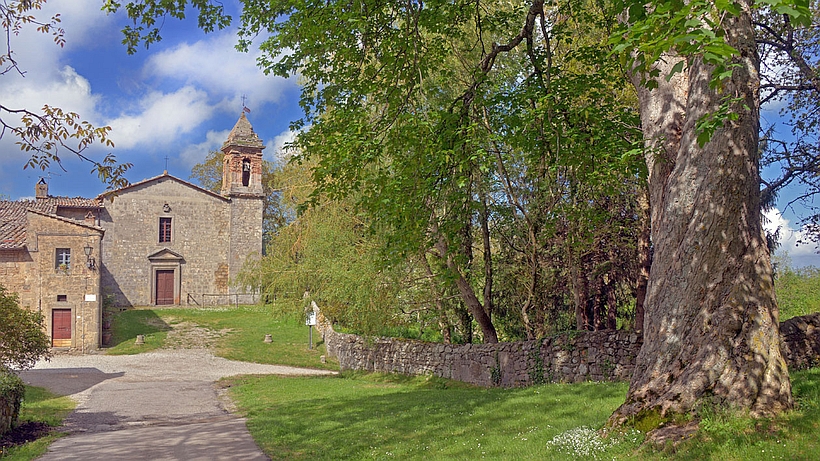 Vivo d'Orcia estate with castle in Orcia valley, Tuscany, Italy